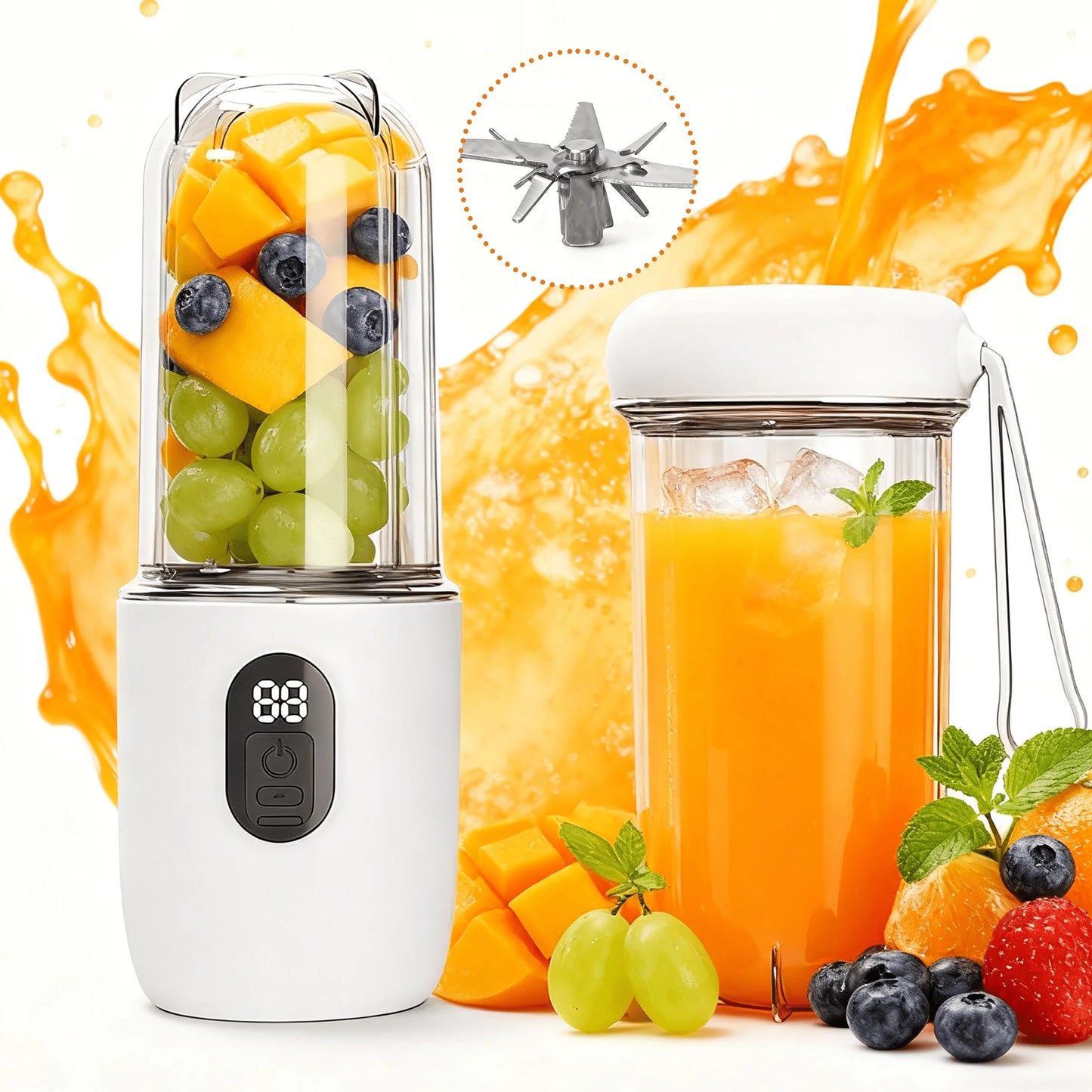 Portable Cordless Blender with 16 Stainless Steel Blades